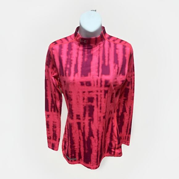 Under Armour Womens Shirt Size Small Cold Gear Mock Long Sleeve Pink Base Layer - Picture 1 of 12